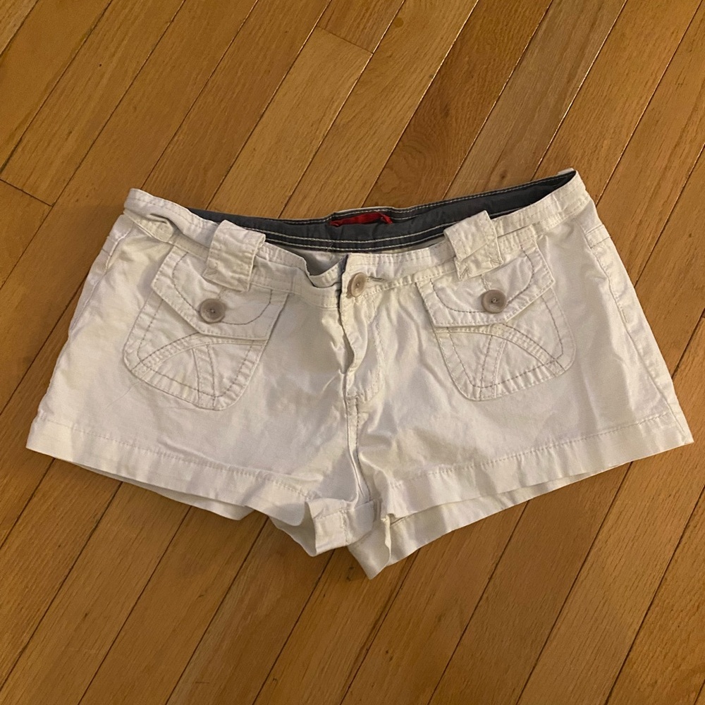 UNIONBAY White High Waist Cotton Shorts with Button Flap Pockets